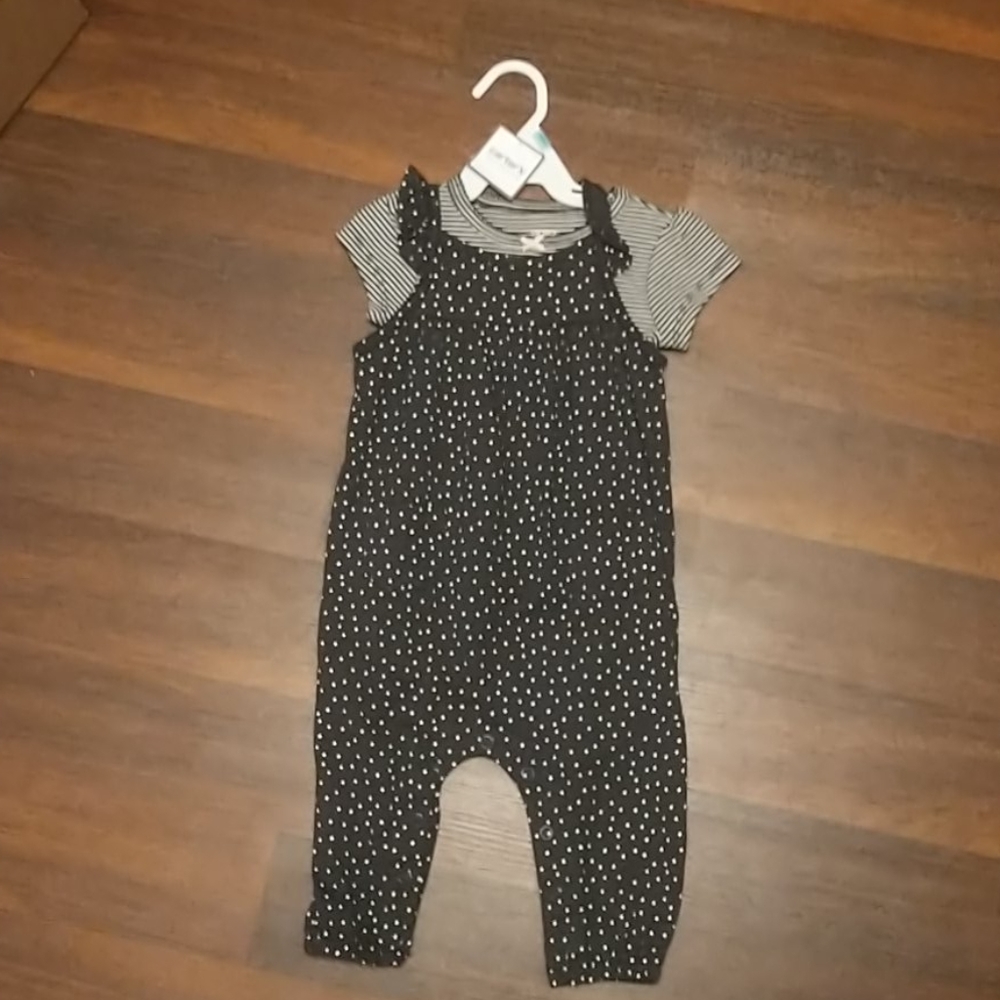 Black and white jumpsuit with shirt set